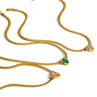Kalung Rantai Kepang Lapis Emas Anti Karat Tahan Air dari Baja Anti Karat, Produk Terlaris Tiktok Fanhua Jewelry