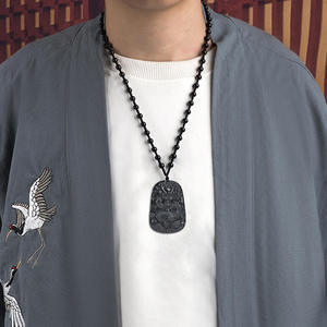 Pendentif Longpai en jadéite noire naturelle authentique, pendentif pour homme, vente en gros de jade, cadeau avec certificat d'évaluation C241 - Product Image 5