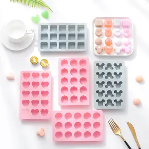 Lotuz Mickey Minnie Tròn Vuông Trái Tim Kẹo Mềm Sô Cô La Khuôn Tròn Silicone Fondant Khuôn