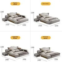 Lit de massage multifonctionnel en cuir microfibre de luxe avec interface USB, cadre en bois massif et design Tatami pour grand format