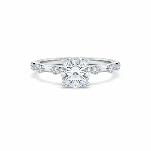 Round Cut Lab Grown Diamond Engagement <b>Ring</b> 925 <b>Silver</b> / 10KT 14KT 18KT White Gold Minimalist <b>Solitaire</b> <b>Ring</b> - Product Image 1