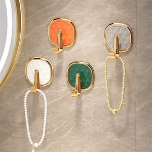 Wholesale Self-Adhesive Luxury <b>Plastic</b> Coat <b>Hook</b> Wall Shower Towel <b>Hooks</b> for Bathroom Kitchen Living Room - Product Image 1
