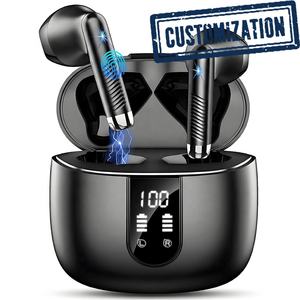 Écouteurs à réduction de bruit HE-050A, bobine dynamique large de 13 mm, écouteurs sans fil semi-intra-auriculaires avec qualité d'appel HD et affichage numérique - Product Image 1