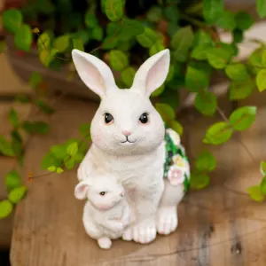 Resin Models Solar Lights Figurine Statue Home Cute Rabbit Lawn Decoration Garden Ornament Resin Crafts
