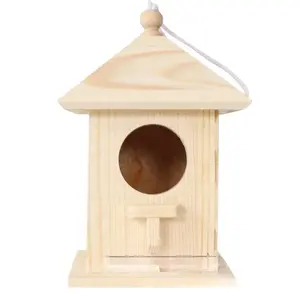 Wooden bird house Feeder Outdoor villa Bird house Wooden parrot nest