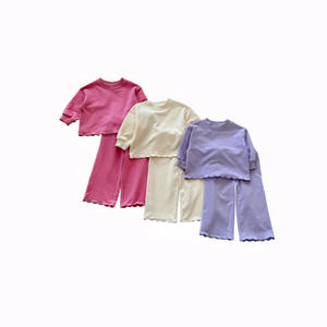 Set Autunno Inverno Genitore-Figlio, Pantaloni a Gamba Larga Tinta Unita per Ragazze, Fondo Ondulato, <span class=keywords><strong>Felpa</strong></span> a Maniche Lunghe in Cotone - Product Image 2