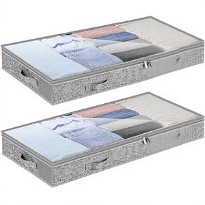 <strong>Shallow</strong>, Lightweight Under-bed <strong>Storage</strong> with Zippers and Handles, Suitable for Dormitories and Homes, with a Transparent Cover. - Product Image 1