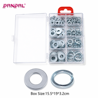 Kit d'assortiment de rondelles plates et rondelles de sécurité 250 pièces avec boîte M5 M6 M8 M10 en acier au carbone zingué