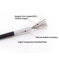 Câble en caoutchouc silicone tressé en fibre de verre de 2 mm, 4 mm, 6 mm, isolé, résistant à la chaleur jusqu'à 300 degrés, fil de cuivre haute température pour moteur
