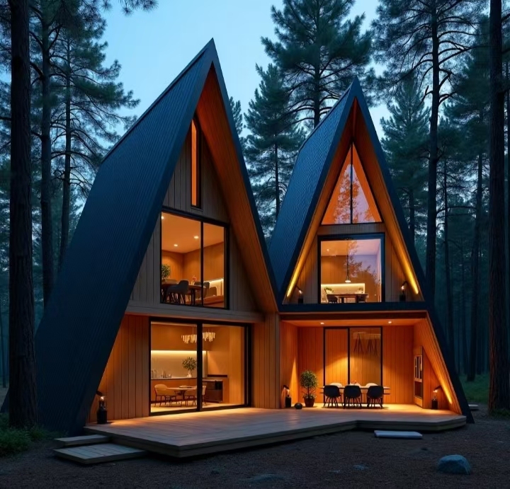 Modern Triangular Small Prefab House Light