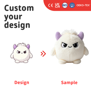 Peluche Personalizzato Mostro Bianco con Faccia Arrabbiata, Morbido Pupazzo per Collezionismo - Product Image 1