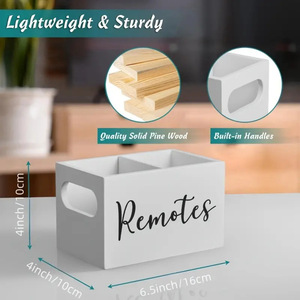 Modern White-Finished Wooden <strong>Display</strong> Storage <strong>Box</strong> with <strong>2</strong> Grids Rectangular Household Organizer for Remote Control &amp; Stationery - Product Image 6