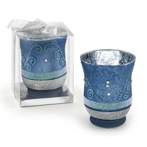 Portacandele Decorativo Blu Chiaro 90x108 mm per Luci Natalizie - Product Image 1