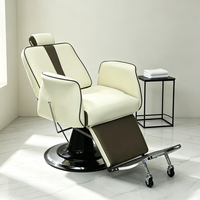 Fauteuil de Barbier Moderne Robuste Hydraulique Inclinable Pivotant à 360° avec Repose-Pieds et Appui-Tête pour Salon de Coiffure et Institut de Beauté
