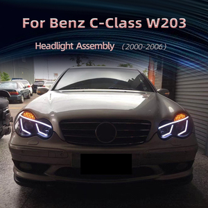 Gruppo Fari a LED Modificati per <span class=keywords><strong>Mercedes</strong></span>-Benz <span class=keywords><strong>Classe</strong></span> <span class=keywords><strong>C</strong></span> <span class=keywords><strong>W203</strong></span> C200 2000-2006, Luci Diurne e Indicatori di Direzione, Installazione Plug and Play - Product Image 2