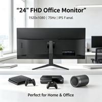 Moniteur d'entreprise LCD 23,8 pouces Full HD 1080P 75Hz avec rétroéclairage LED, compatible VGA et VESA, certifié Energy Star pour PC de bureau et télétravail