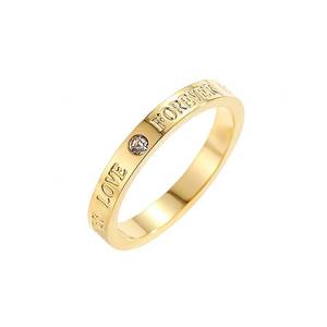 Romántica banda <span class=keywords><strong>de</strong></span> acero inoxidable con diamantes <span class=keywords><strong>de</strong></span> imitación y grabado <span class=keywords><strong>de</strong></span> Forever Love en tonos dorado, plateado y oro rosa - Product Image 4