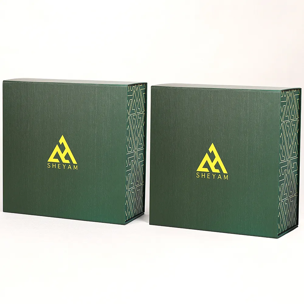 Aangepaste Vierkante Glanzende Groene Magnetische Opvouwbare Opbergdoos Voor Feestjes Papieren Dozen Huidverzorging Cosmetische Parfumverpakking Geschenkdoos