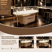 Vitrine à bijoux GZowin de luxe en or blanc, sur mesure, en acrylique et bois, avec éclairage LED, durable, haut de gamme, pour bijoux et montres