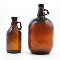 Bouteilles en verre ambré de 1L, 2L, 3L, 4L, 5L avec bouchon et insert en plastique noir pour vin de miel