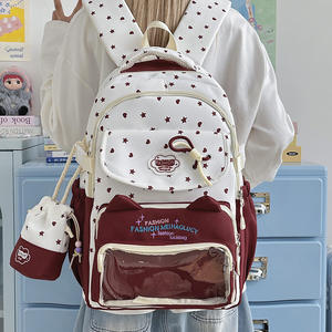 Nouveau sac à dos scolaire pour filles, collégiennes, lycéennes et étudiantes, design mignon et adorable, en nylon respirant et durable, avec des étoiles - Product Image 1