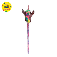 Bâton de jeu en peluche tête de cheval à paillettes brillantes, mignon et portable, idéal pour les enfants et cadeau de vacances parfait