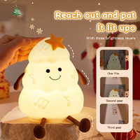 Veilleuse en silicone en forme de sapin de Noël, rechargeable par USB, avec minuterie tactile, lampe LED douce pour enfants, pour la chambre de bébé, décoration de chambre