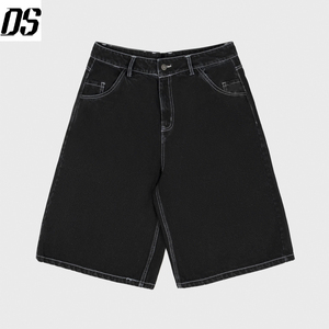 Shorts en <span class=keywords><strong>jean</strong></span> surdimensionnés en denim 100% coton avec logo personnalisé, couture contrastée, streetwear pour hommes, shorts en <span class=keywords><strong>jean</strong></span> noirs, jeans pour hommes - Product Image 3