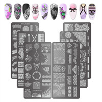 Haute qualité 12*6cm en acier inoxydable modèle d'ongle fleur papillon personnalisé Nail Art estampage plaque estampage outil