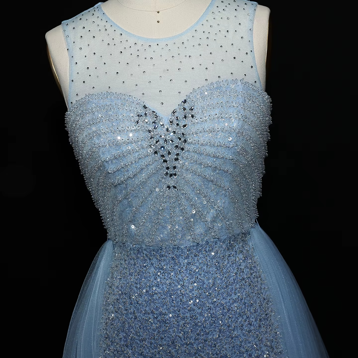 salma hayek blue dress Shiny Plunging V-neck Applique Tulle Short Dress  DUNTERY UK