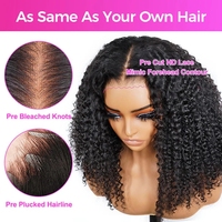 Perruques Ombré Cheveux Humains Frisés Kinky Super Double Drawn Prêtes à Porter 7x5 HD Lace Glueless pour Femmes Noires
