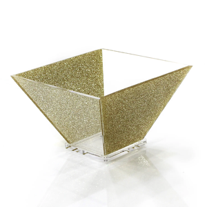 <b>Large</b> Modern Decorative Square Lucite Acrylic Trapezoid Salad <b>Bowl</b> Mixing and Serving Gift <b>Bowl</b> - Product Image 1