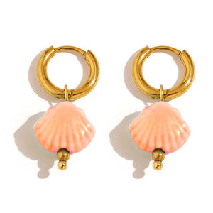 Pendientes en forma de concha de la serie Ocean, pendientes de moda de acero inoxidable chapados en oro de 18 quilates para mujer, regalos - Product Image 5