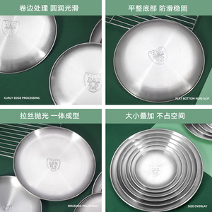 304 Stainless Steel Round Plate Thickened For Steak Hotel Restaurant Camping Outdoor Use - Product Image 5