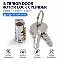 Cylindre de serrure de porte intérieure en laiton chromé, cylindre rotatif à clés, personnalisé pour porte de chambre