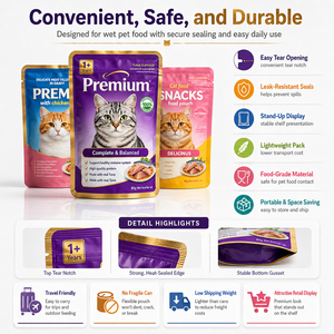 Sachet à haute barrière <span class=keywords><strong>en</strong></span> aluminium, scellé sur 3 côtés, pour viande <span class=keywords><strong>en</strong></span> conserve et aliments pour animaux, sac opaque résistant aux perforations pour emballage - Product Image 5