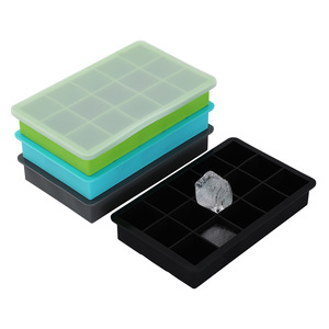Práctica Bandeja de Hielo de Silicona con Múltiples Opciones de Color, Bandeja de Hielo Cuadrada de 15 Cubos para Preparar Bebidas Heladas - Product Image 1