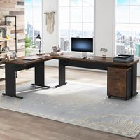 Grand bureau de bureau avec 3 tiroirs de rangement, armoire mobile, bureau d'ordinateur d'angle industriel, mobilier de poste de travail pour bureau à domicile
