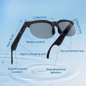On-Ear Stereo <b>Wireless</b> Headset LED Battery Indicator Mic Noise Reduction Sunglasses for Driving Cycling Sports Smart Glasses - Product Image 2