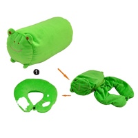 2 en 1 Oreiller convertible en U en peluche Animal Voyage Cou Support pour Enfants Adultes Portable & Mémoire Caractéristique Rempli de Micro Perles