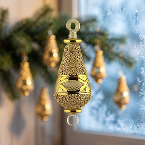 Unique Design Raised 3D 24 Karat Gold Egyptian <b>Tree</b> Handmade Glass Christmas <b>Ornaments</b> - Product Image 2