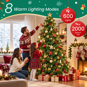 Factory Wholesale High Quality PVC Flocked Artificial Pine Christmas <b>Tree</b> <b>LED</b> <b>Lights</b> Pre-Lit Standing 4.5FT-9FT Indoor Use - Product Image 3