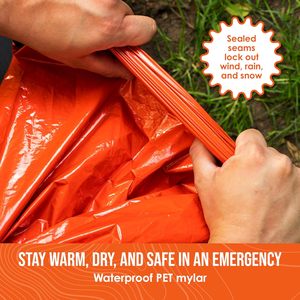 Refugio de Supervivencia de Emergencia para Acampar al Aire Libre, Saco Ligero para Vival, Saco de Dormir de Supervivencia Naranja, Mylar Térmico para Exteriores - Product Image 2