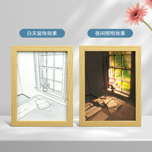 LED Luminous Night Light Wooden Photo <strong>Frame</strong> Popular Creative <strong>Friend's</strong> <strong>Best</strong> Gift Choice - Product Image 4