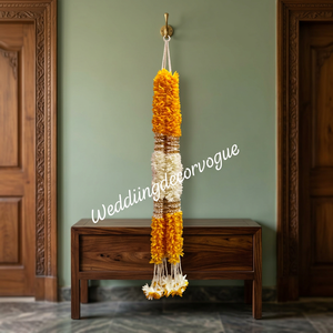 Yellow Marigold Artificial Mogra Gajra Flower Garland for Wedding Home Wall Hanging Pooja <b>Mandir</b> Back Decoration FLOWER HANGING - Product Image 4