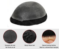 Toupee de Cabello Humano para Hombre de Alta Calidad, Ultrafino de 0.02-0.03mm, 100% Cabello Remy Indio Real, Base Completa de PU NG