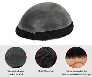 Toupee de Cabello Humano para Hombre de Alta Calidad, Ultrafino de 0.02-0.03mm, 100% Cabello Remy Indio Real, Base Completa de PU NG - Product Image 4
