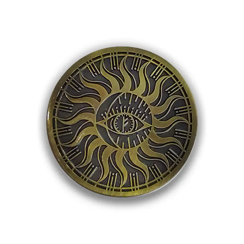 Yüksek kalite özel anti-gümüş anti-altın bakır kaplama Metal sikke güneş logo meydan paraları