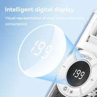 Mini ventilador de mano con luces, pantalla Digital de compresión de refrigeración en frío, transparente, de alta velocidad, 199 velocidades
