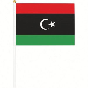 ธงลิเบียขนาดเล็ก 5.5x8.2 นิ้ว ทำจากโพลีเอสเตอร์ สำหรับตกแต่ง พร้อมเสา PVC ขายส่ง - Product Image 2